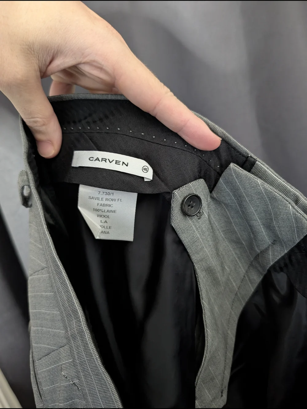 CARVEN Gray Pinstripe Savile Row Wool Men's 2pc Suit - Jacket and Trousers